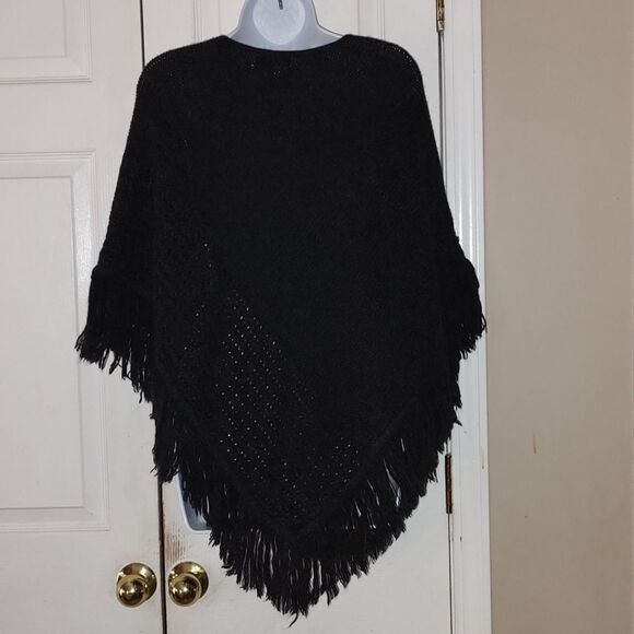 Christopher & Banks Black shawl  poncho cape  western boho  One Size - Picture 3 of 4